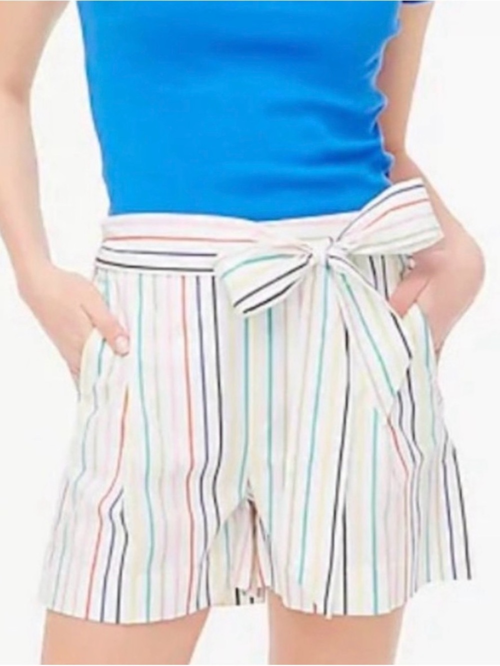 J.Crew Striped White Tie-Waist Women’s Shorts. Size 2